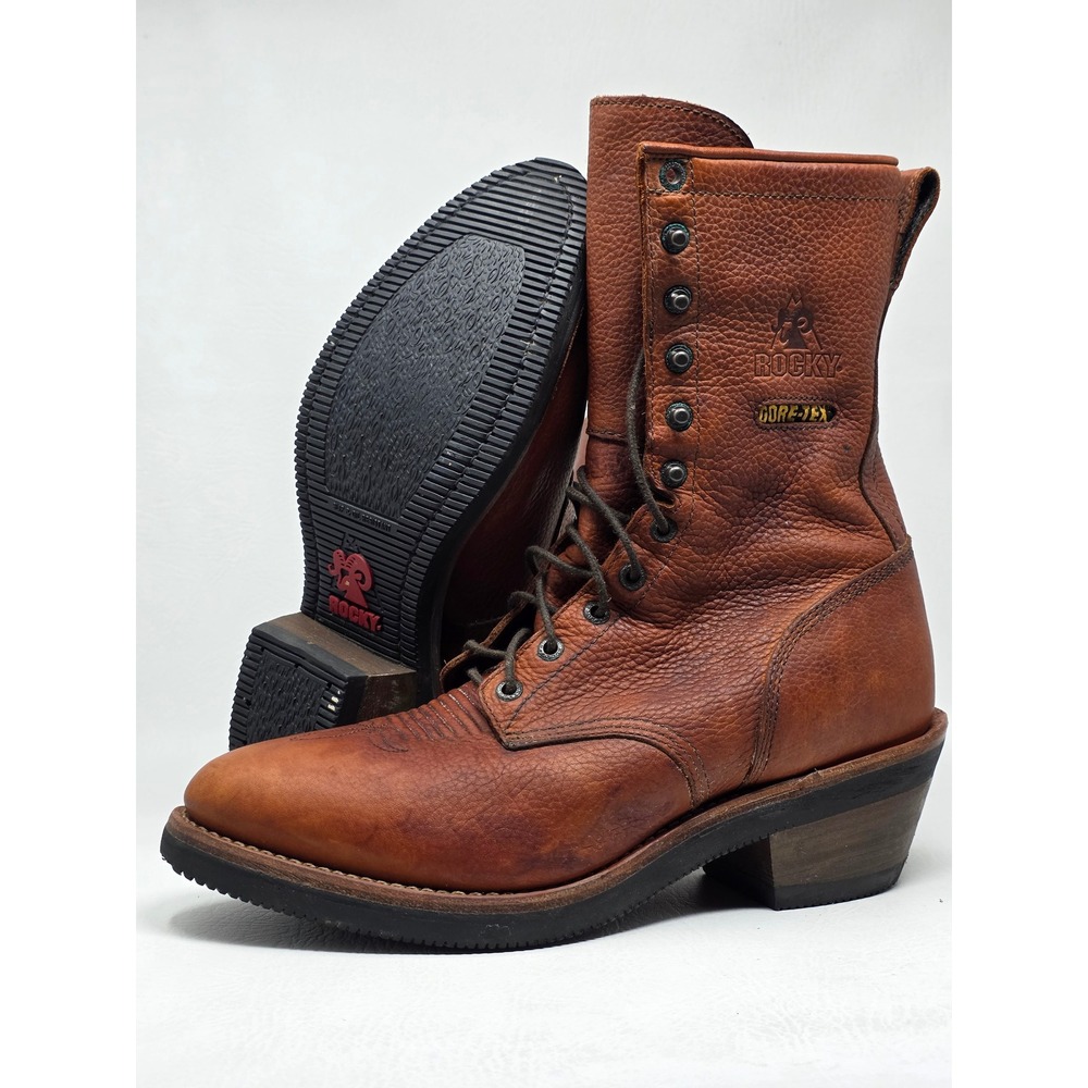 Rocky 2841 Mens Brown Leather Gore-Tex Waterproof Lace Up Logger Boots 11 M
